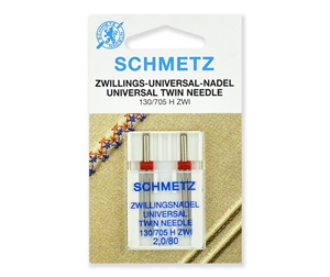 Иглы Schmetz двойные стандартные № 80/2.0, 2 шт.