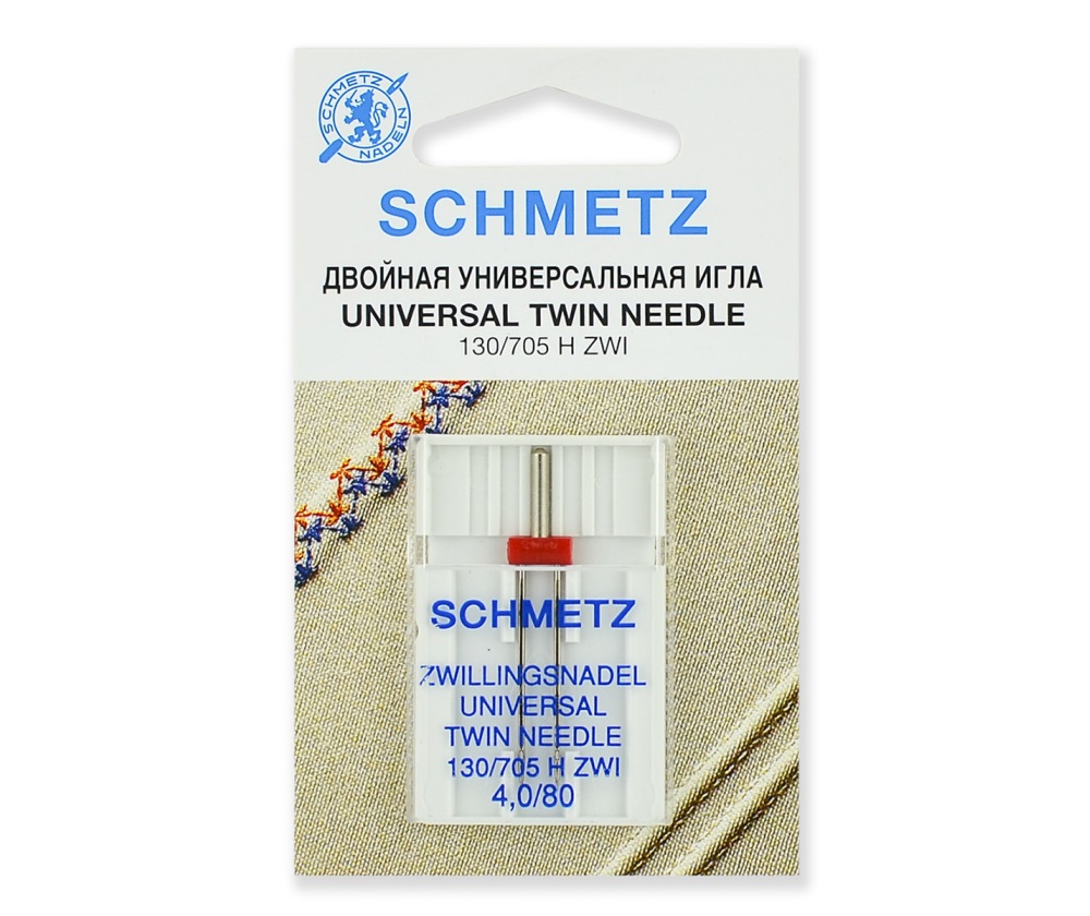 Иглы Schmetz двойные стандартные № 80/4.0, 1 шт.