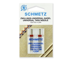 Иглы Schmetz двойные стандартные № 80/2.5, 2 шт.