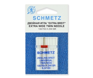 Иглы Schmetz двойные стандартные № 100/6.0, 1 шт.