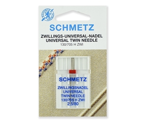 Иглы Schmetz двойные стандартные № 80/2.5, 1 шт.