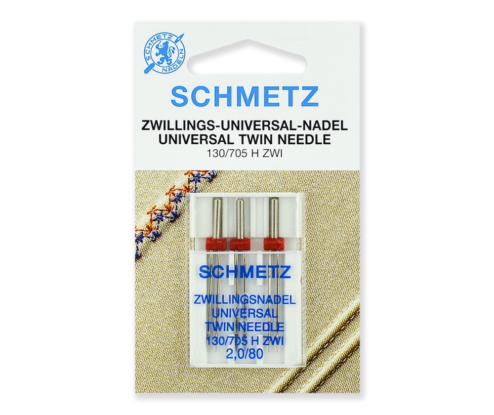 Иглы Schmetz двойные стандартные № 80/2.0, 3 шт.