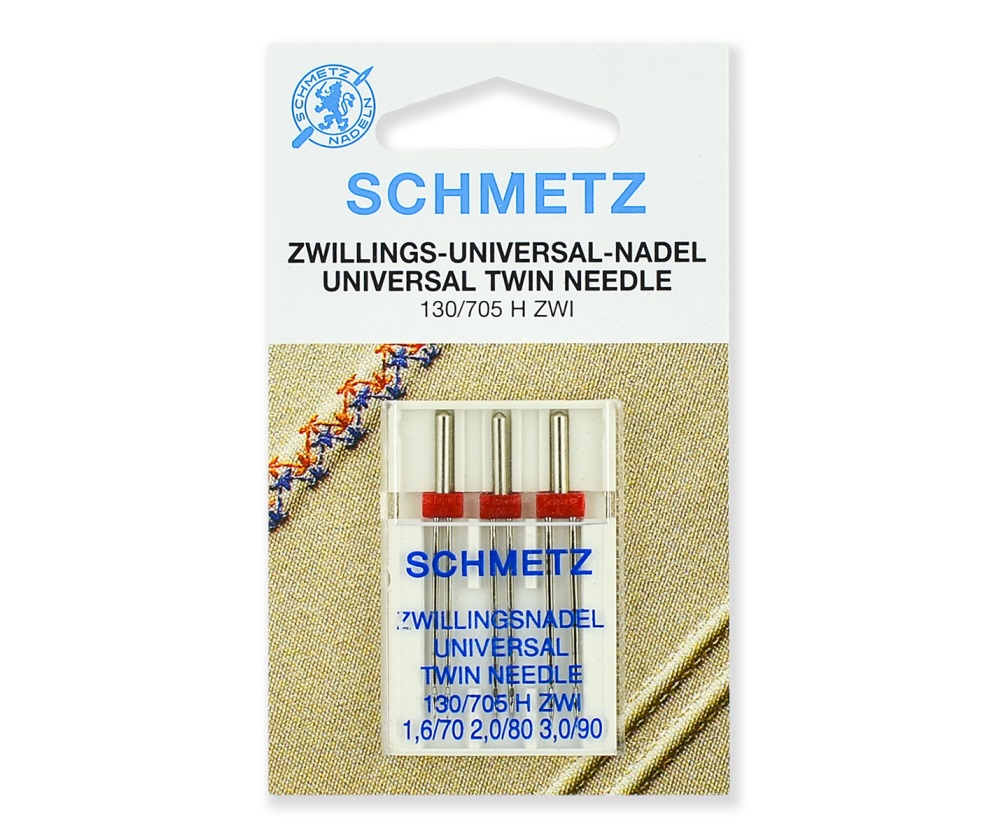 Иглы Schmetz двойные стандартные № 70, 80, 90, 3 шт.