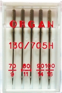 Иглы Organ стандартные № 70, 80(2), 90, 100, 5 шт.