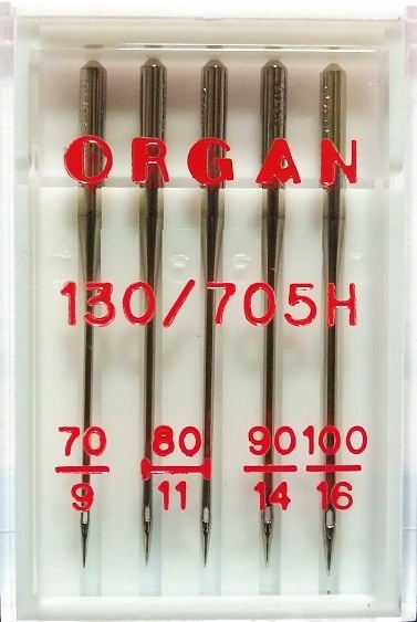 Иглы Organ стандартные № 70, 80(2), 90, 100, 5 шт.