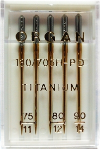 Иглы Organ Titanium № 75(2), 80(2), 90(1), 5 шт.