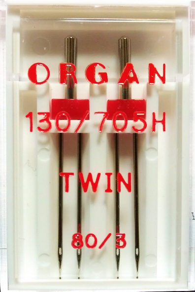 Иглы Organ двойные стандартные № 80/3.0, 2 шт.
