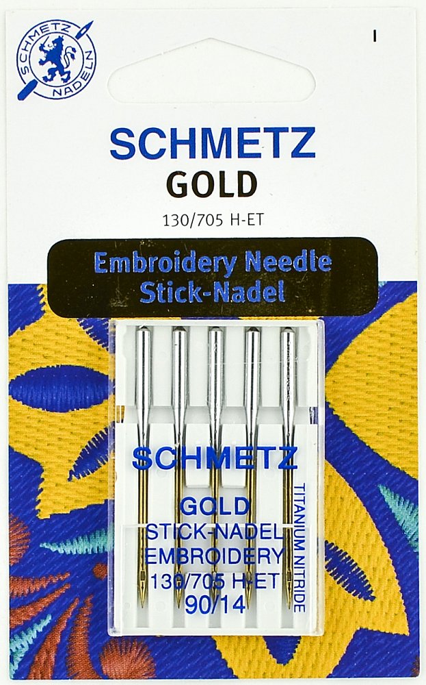 Иглы Schmetz вышивальные Gold № 90, 5 шт.