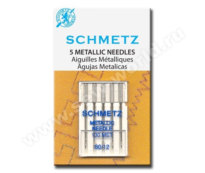 Иглы Schmetz для металлизированных нитей № 90, 5 шт.