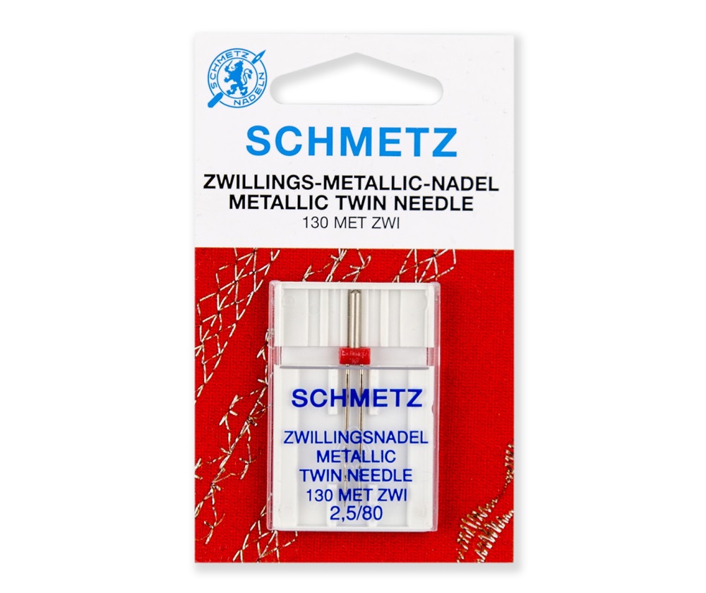 Иглы Schmetz двойные для металлизированных нитей № 80/2.5, 1 шт.