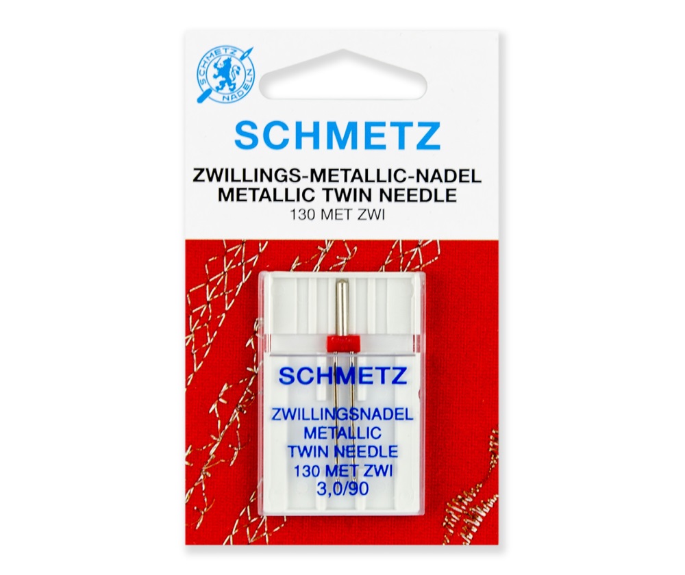 Иглы Schmetz двойные для металлизированных нитей № 90/3.0, 1 шт.